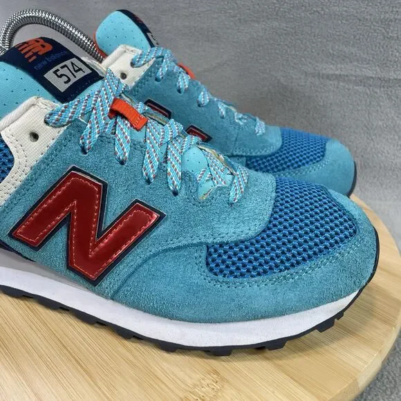 New Balance 574 Women’s Size US 10 B Blue Orange Shoe Sneaker Athletic WL574SMB - Picture 3 of 16